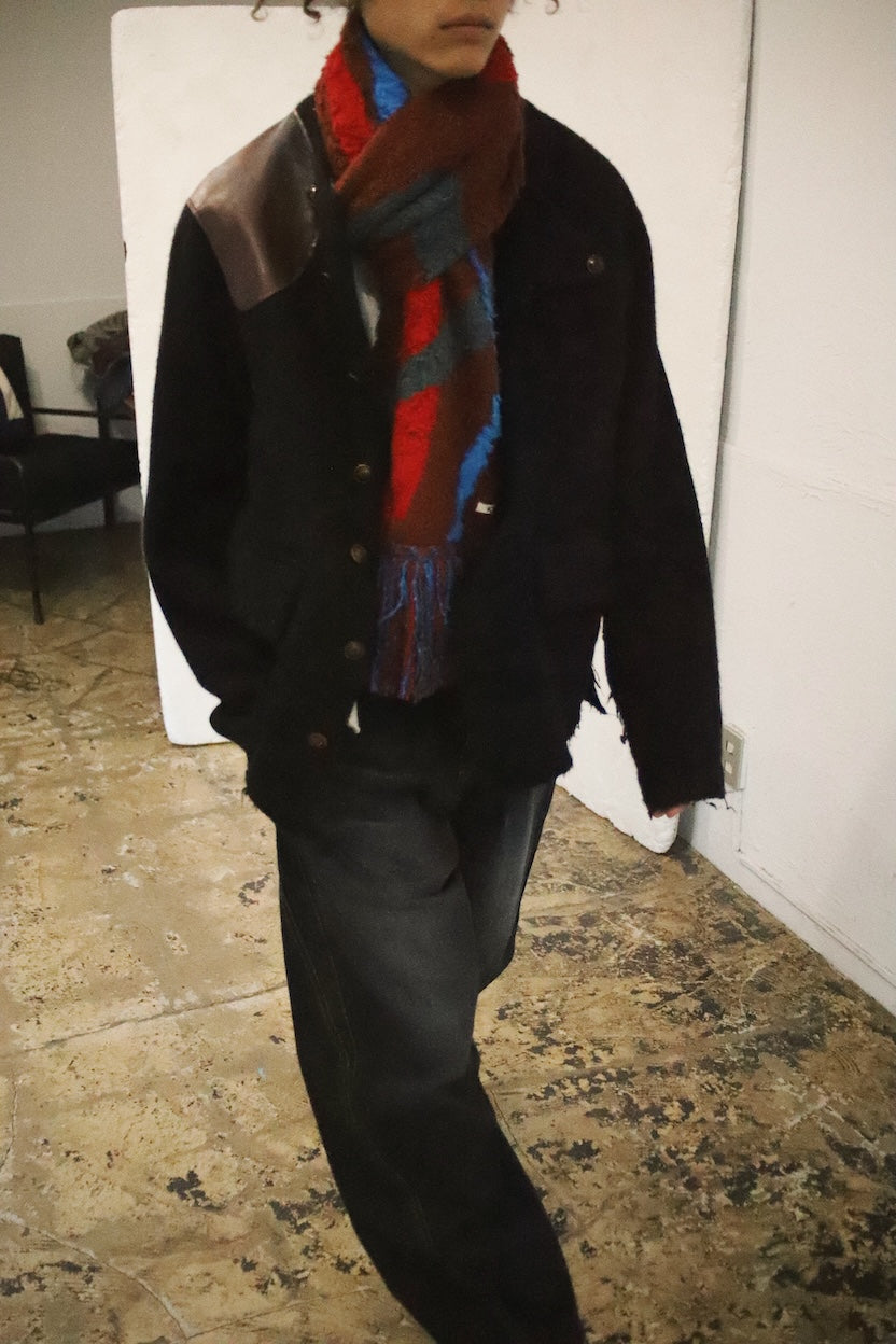 Jacquard-design muﬄer Red