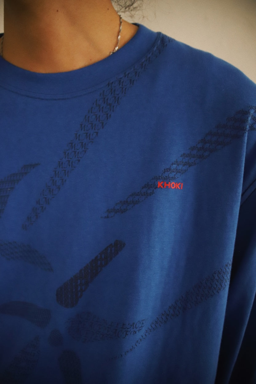 Printed long-sleeve T-shirt Blue