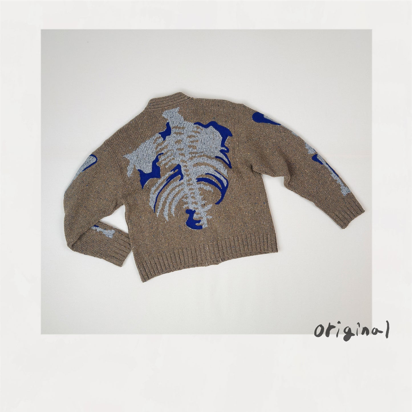 Needle punched cardigan Brown