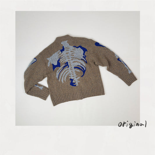 Needle punched cardigan Brown