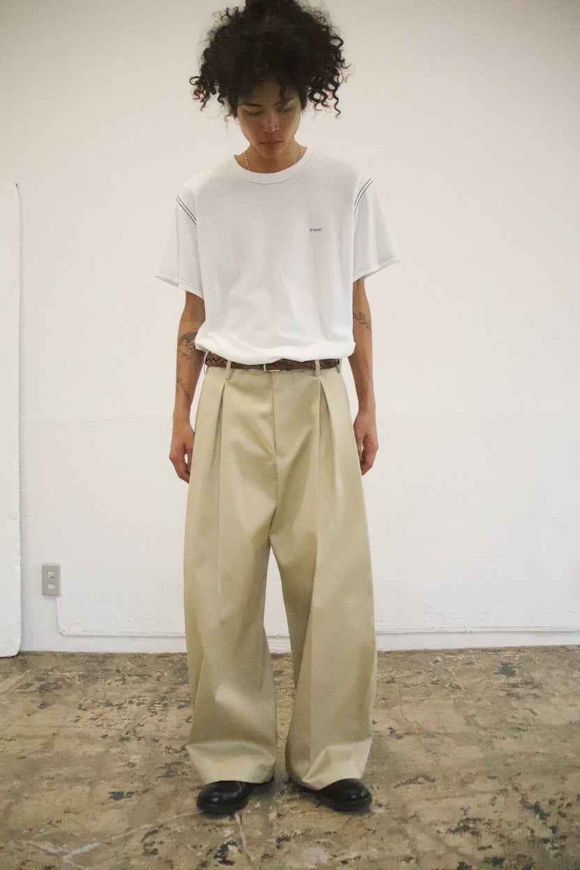 Tuck-detail cotton pants Beige