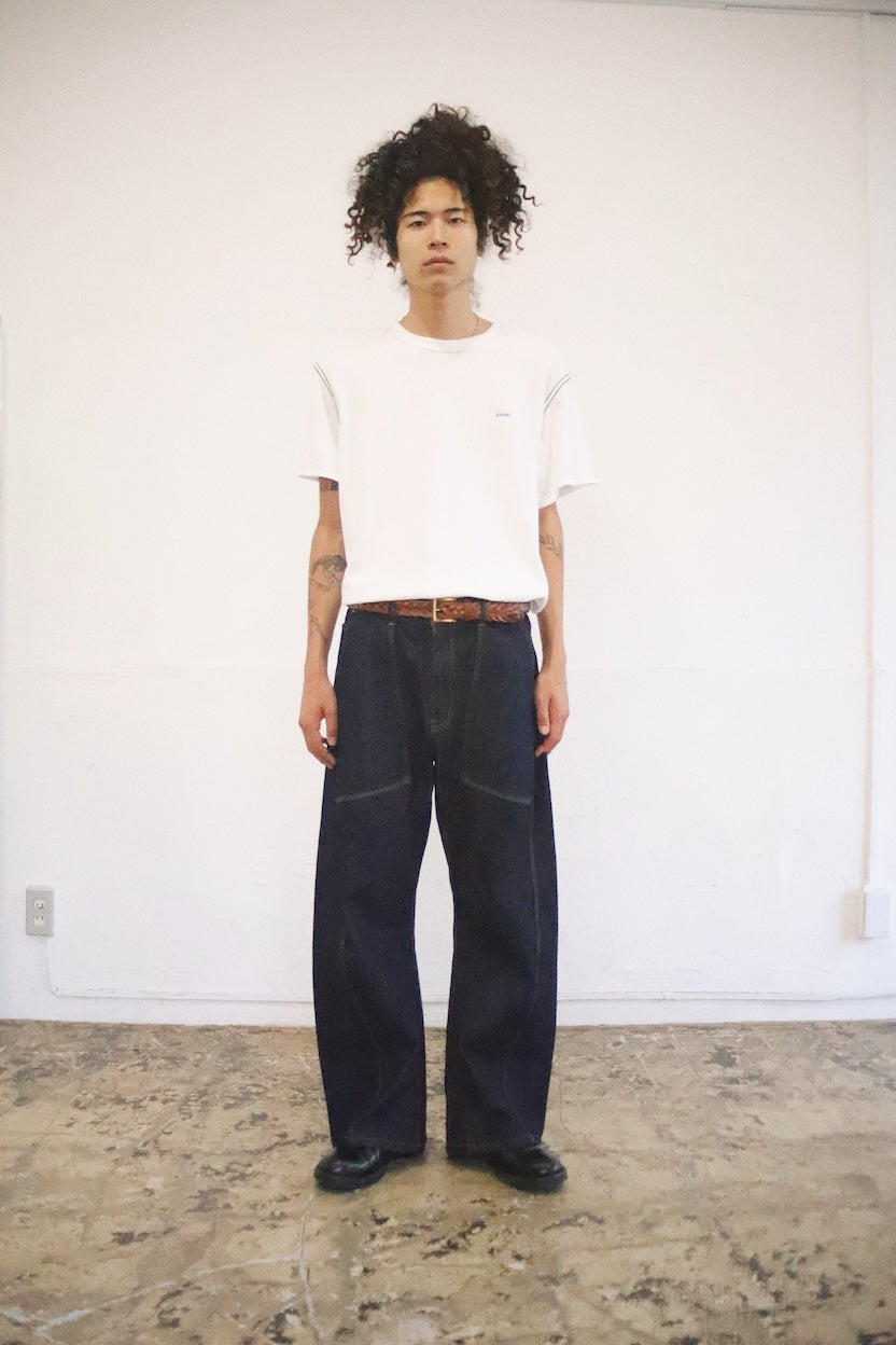 3D cutting denim pants Indigo