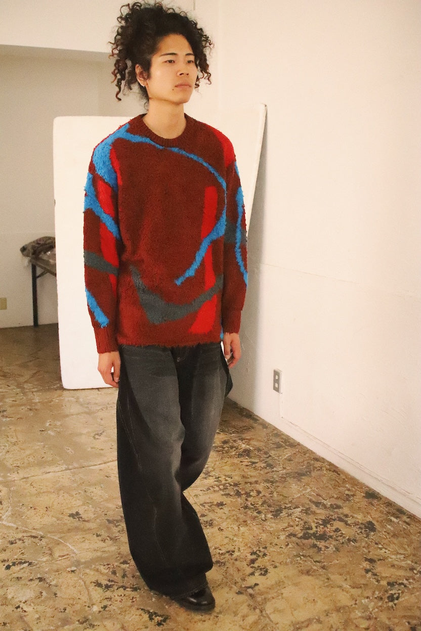 Jacquard-design knit Red