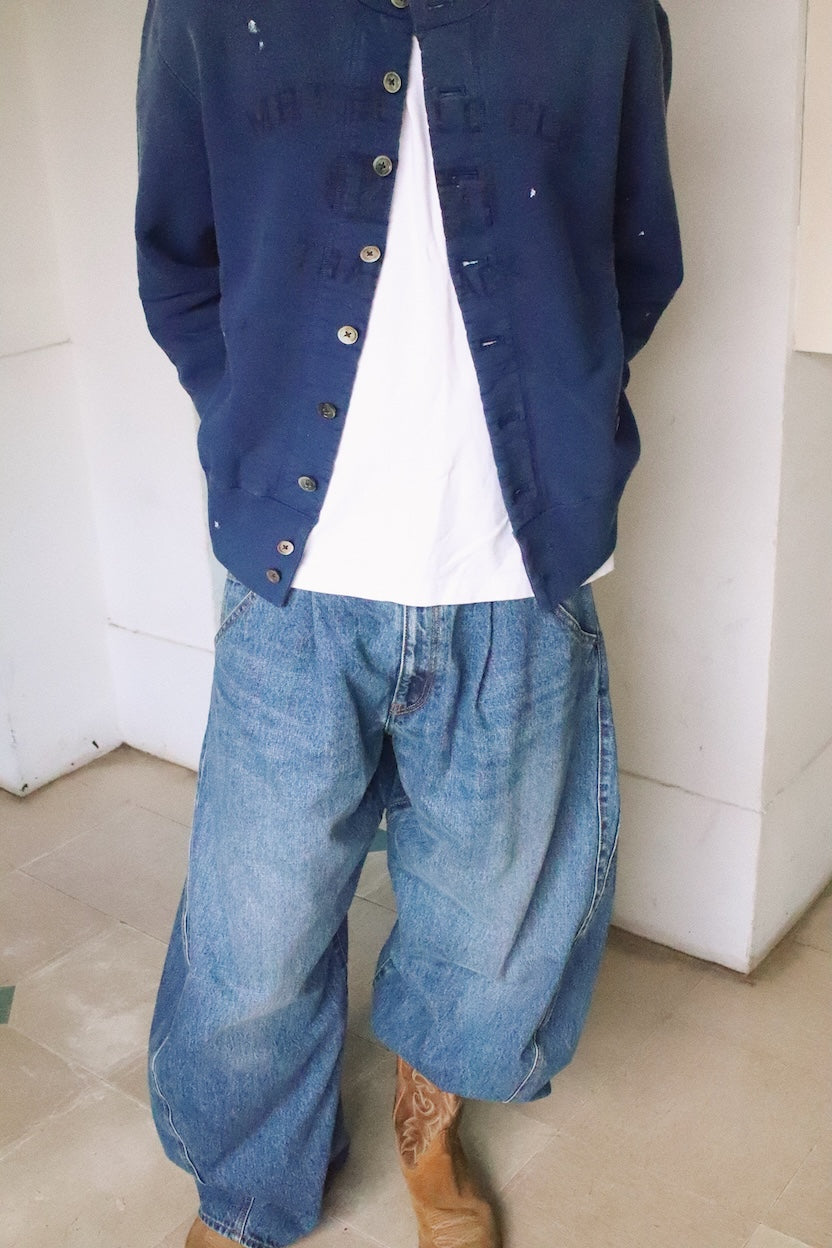 Vintage-eﬀect sweat cardigan Navy