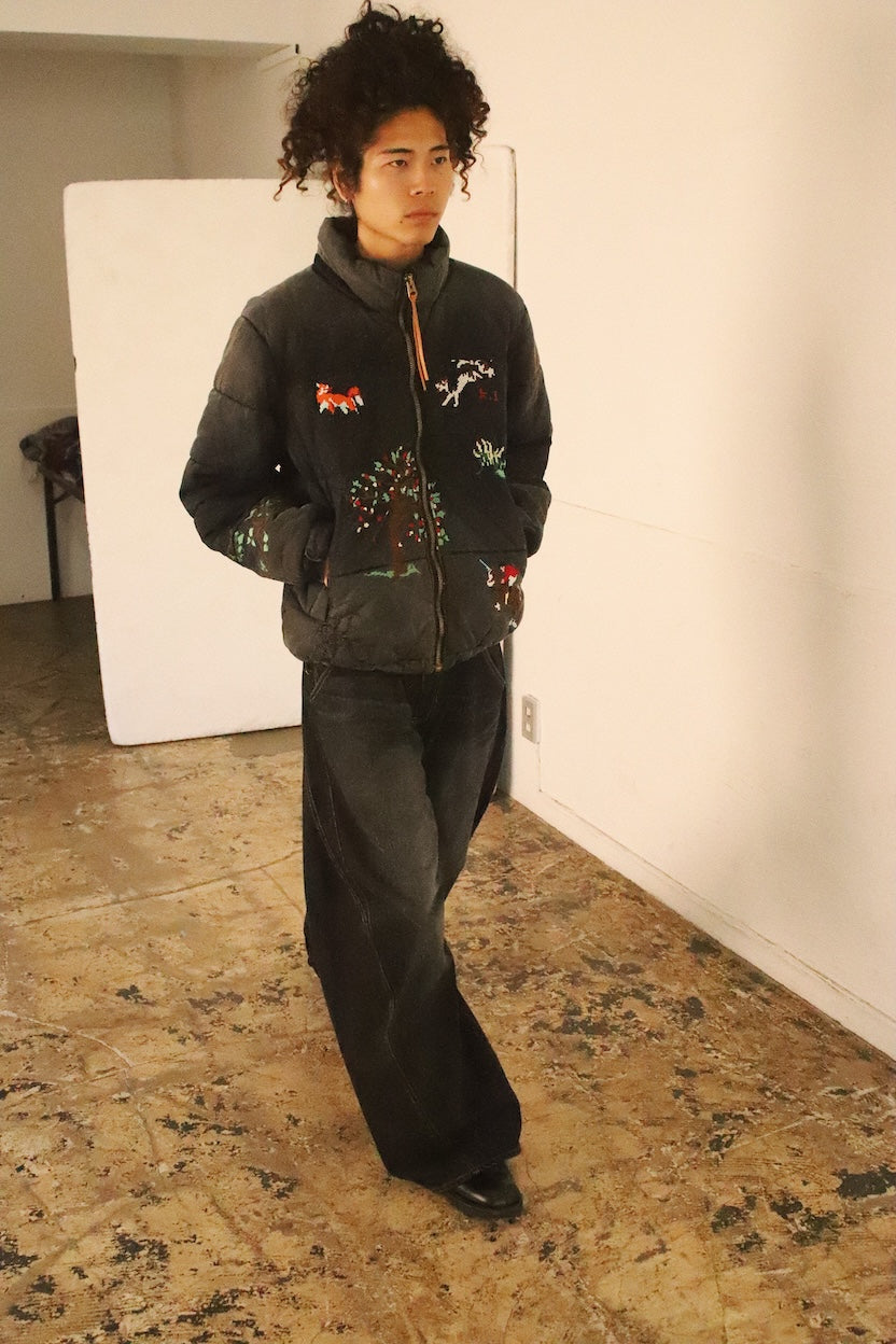 Vintage-eﬀect puﬀer jacket Black