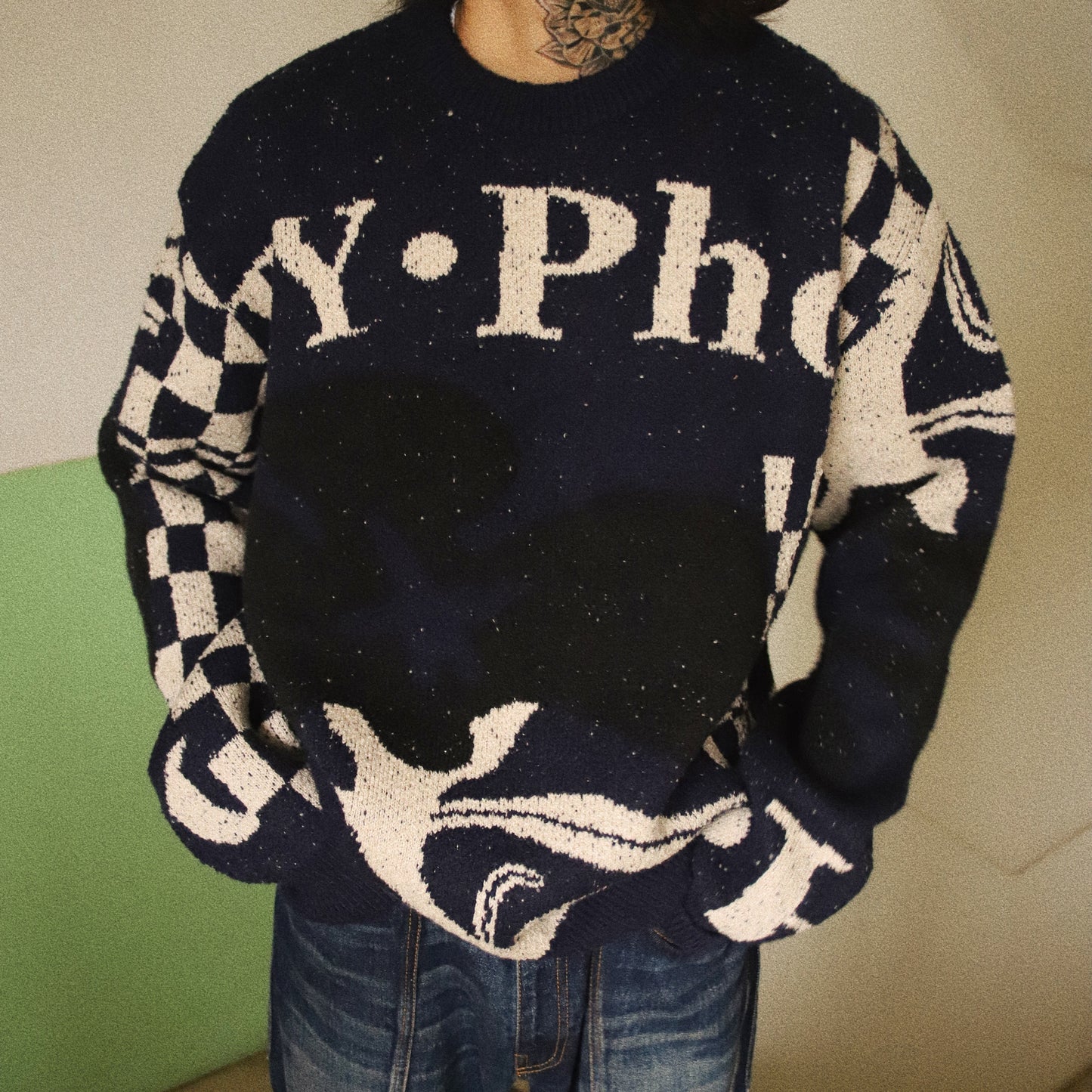 Intarsia-knit jumper Navy