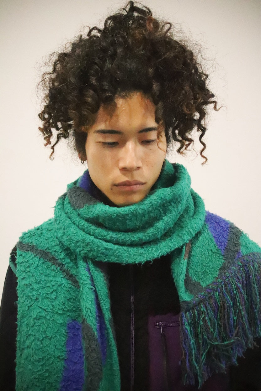 Jacquard-design muﬄer Green – EYE/KHOKI