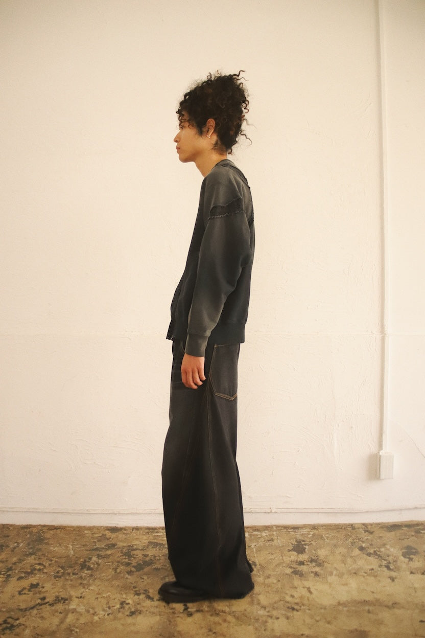 Vintage-eﬀect asymmetric sweat shirt Black