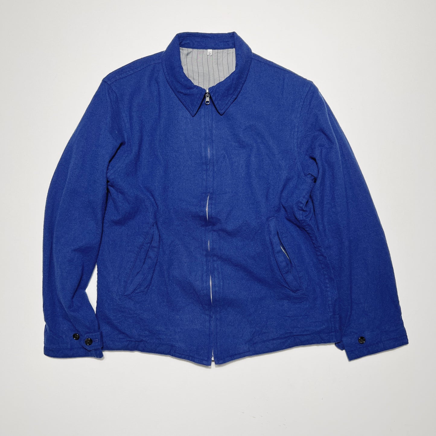 Washed wool zip up jacket Blue