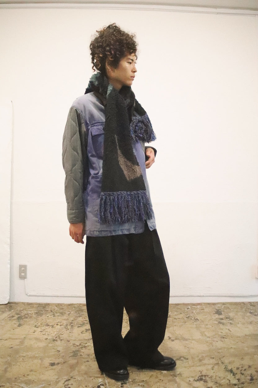 Jacquard-design muﬄer Black