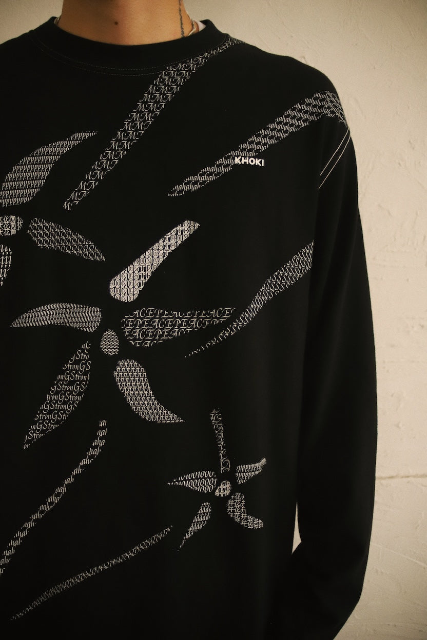 Printed long-sleeve T-shirt Black