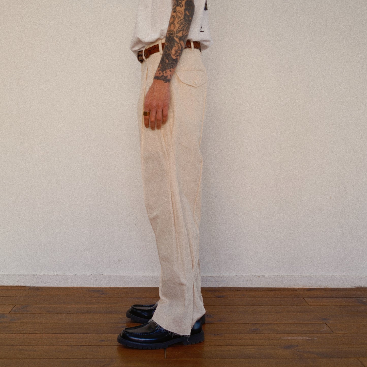 Pleated Chino Pants  Ivory