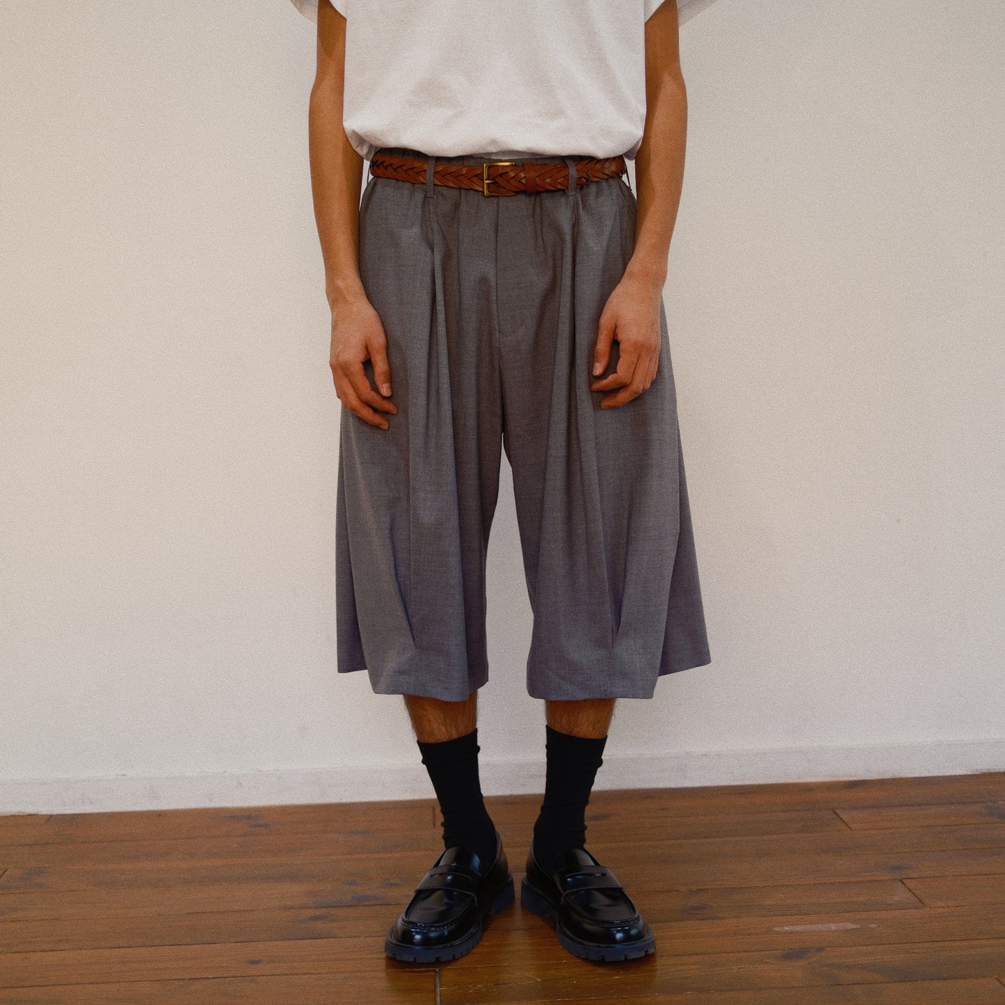 Pleated Balloon Dress Pants  Gray
