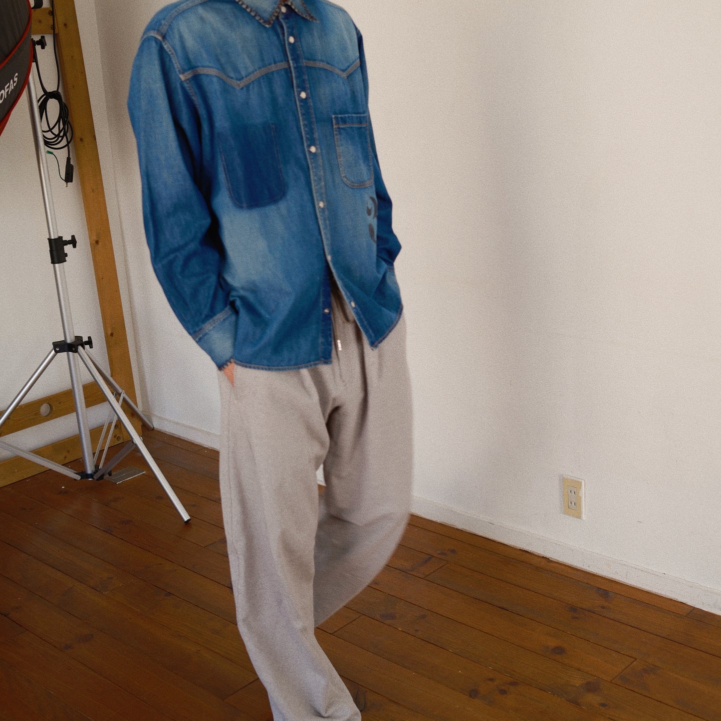 Hand-Embroidered Denim Shirt Indigo