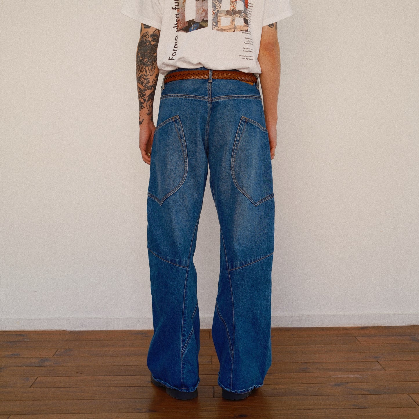3D Cutting Denim Pants  Indigo