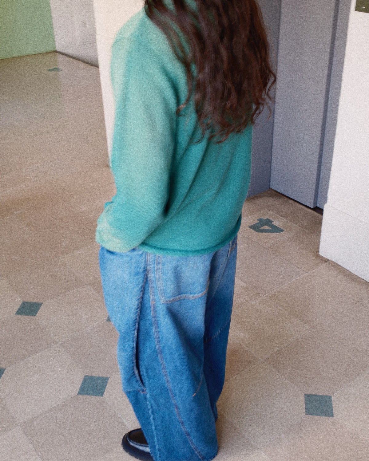 Vintage-effect Cotton Knit Pullover Green