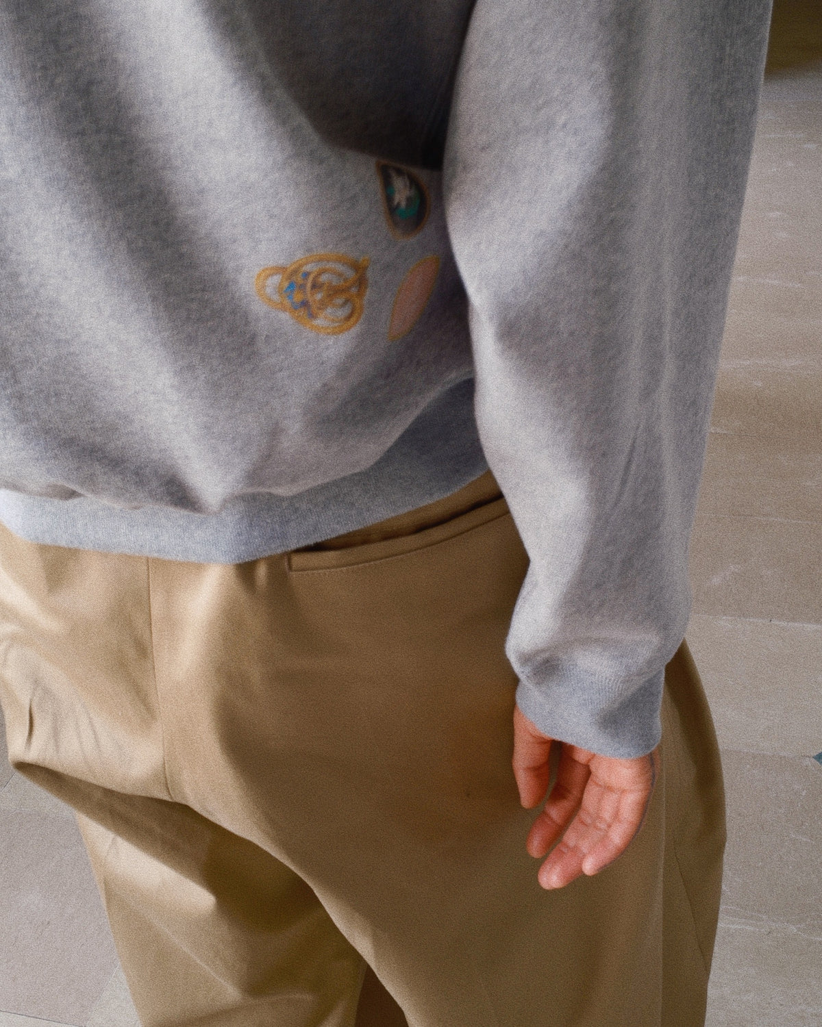 Hand-stitched sweatshirt Gray