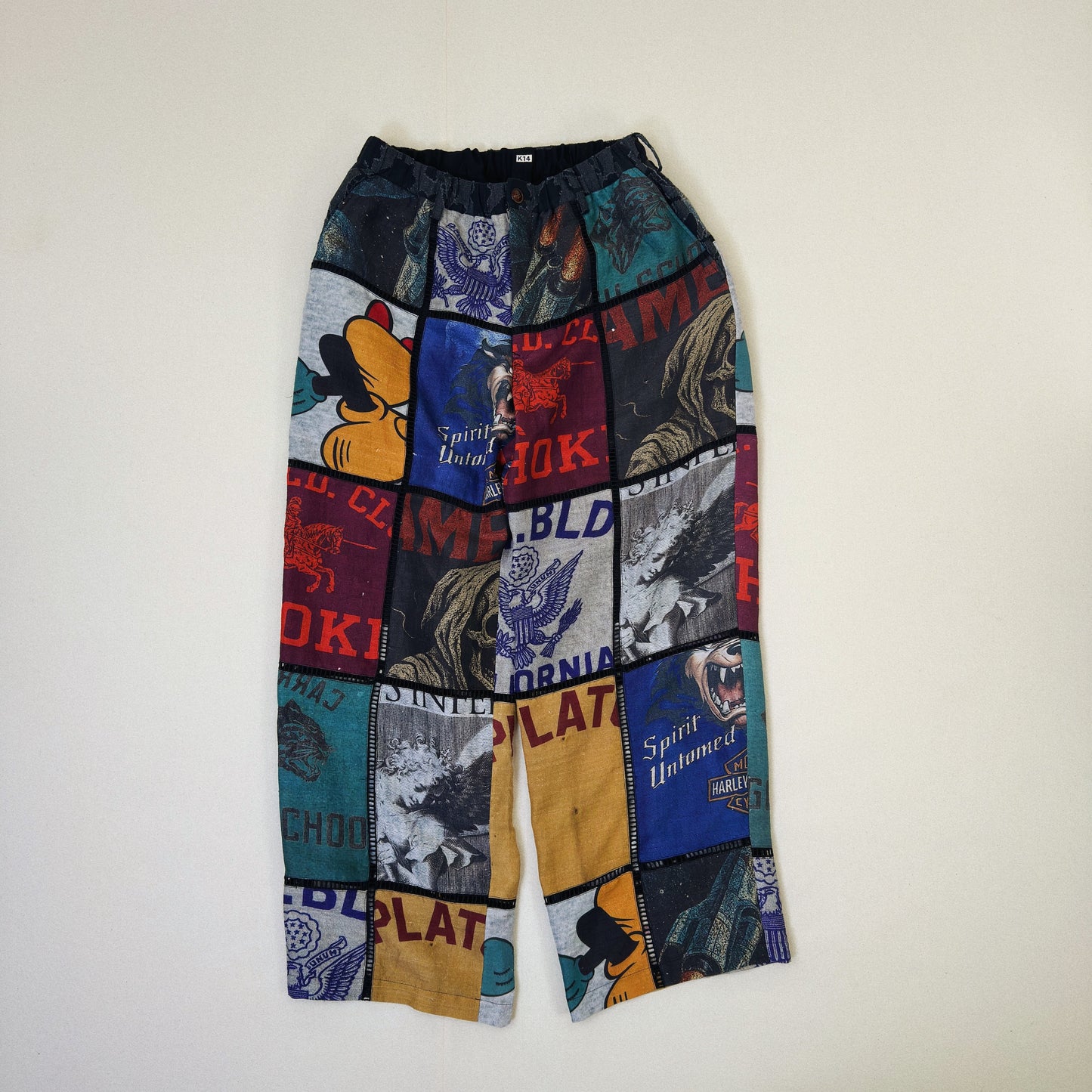 Patchworked Silk Pants Black