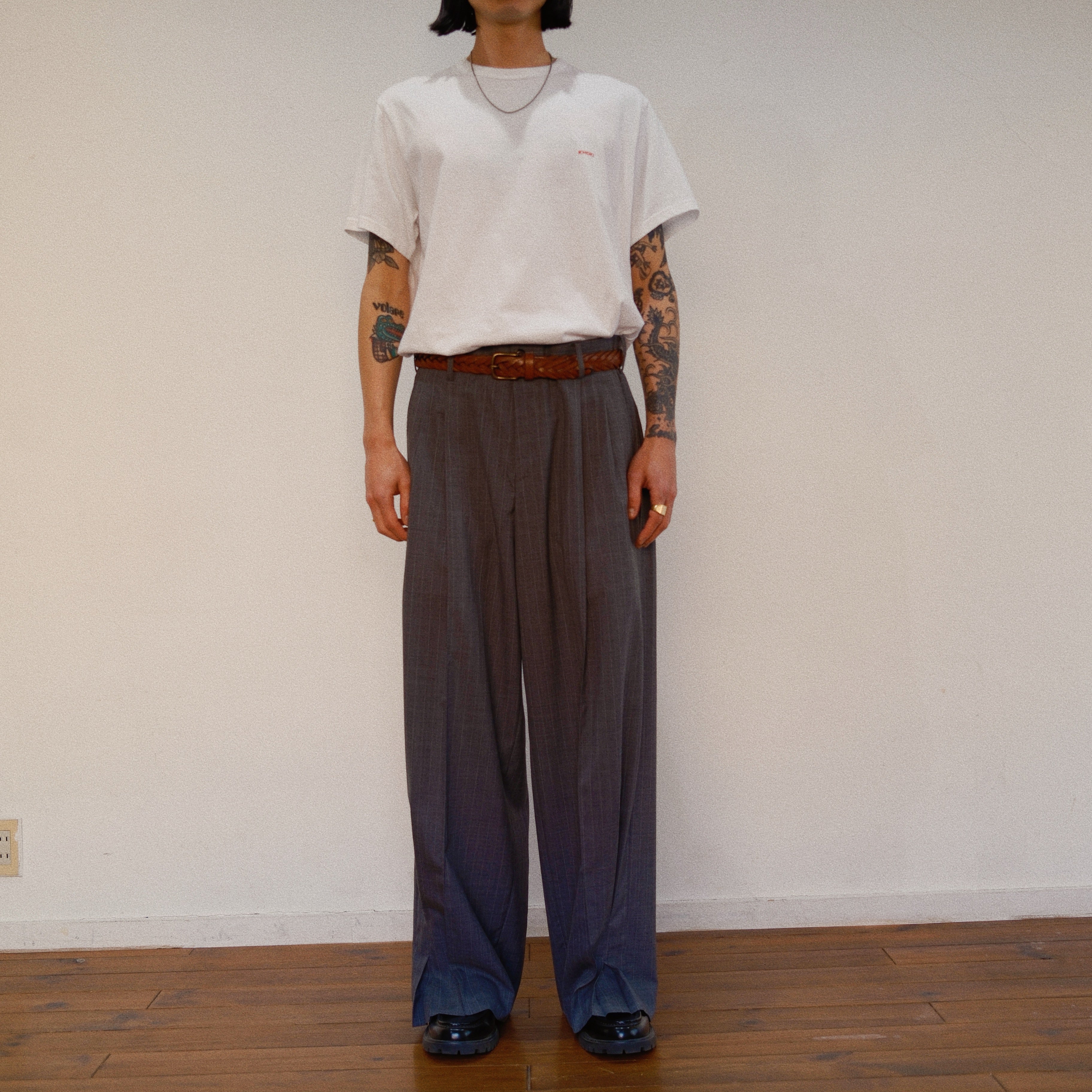 Pleated Stripe Summer Wool Pants Gray – EYE/KHOKI