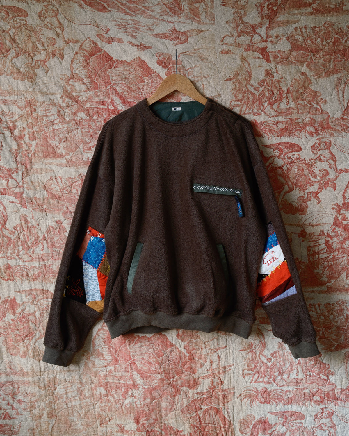 Quilt fleece pullover Khaki