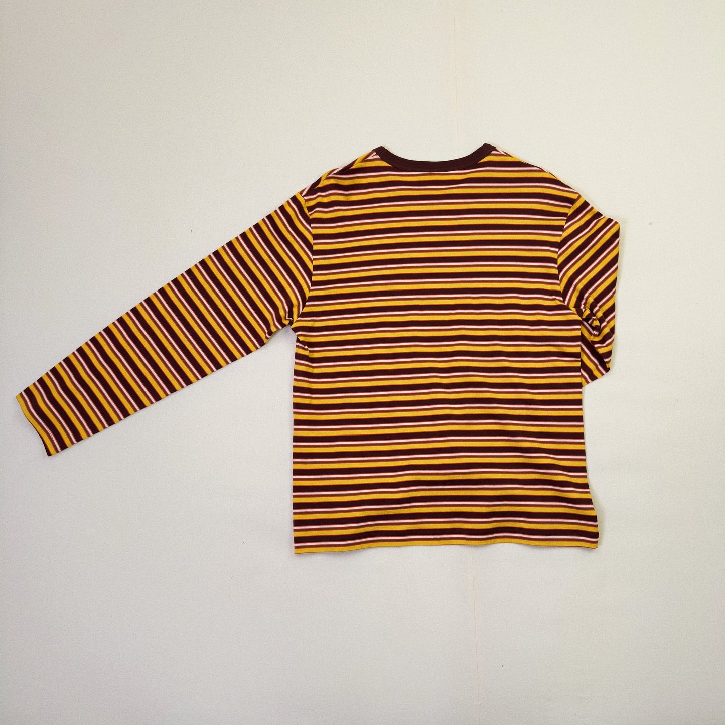 Hand-Embroidered Stripe Long Sleeve T-Shirt Brown