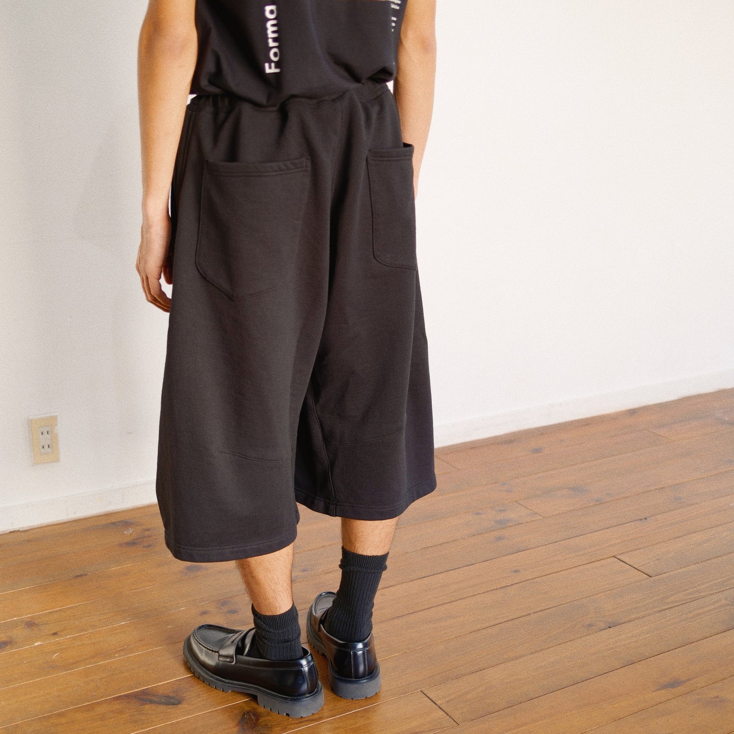 Pleated Balloon Sweat Pants Black