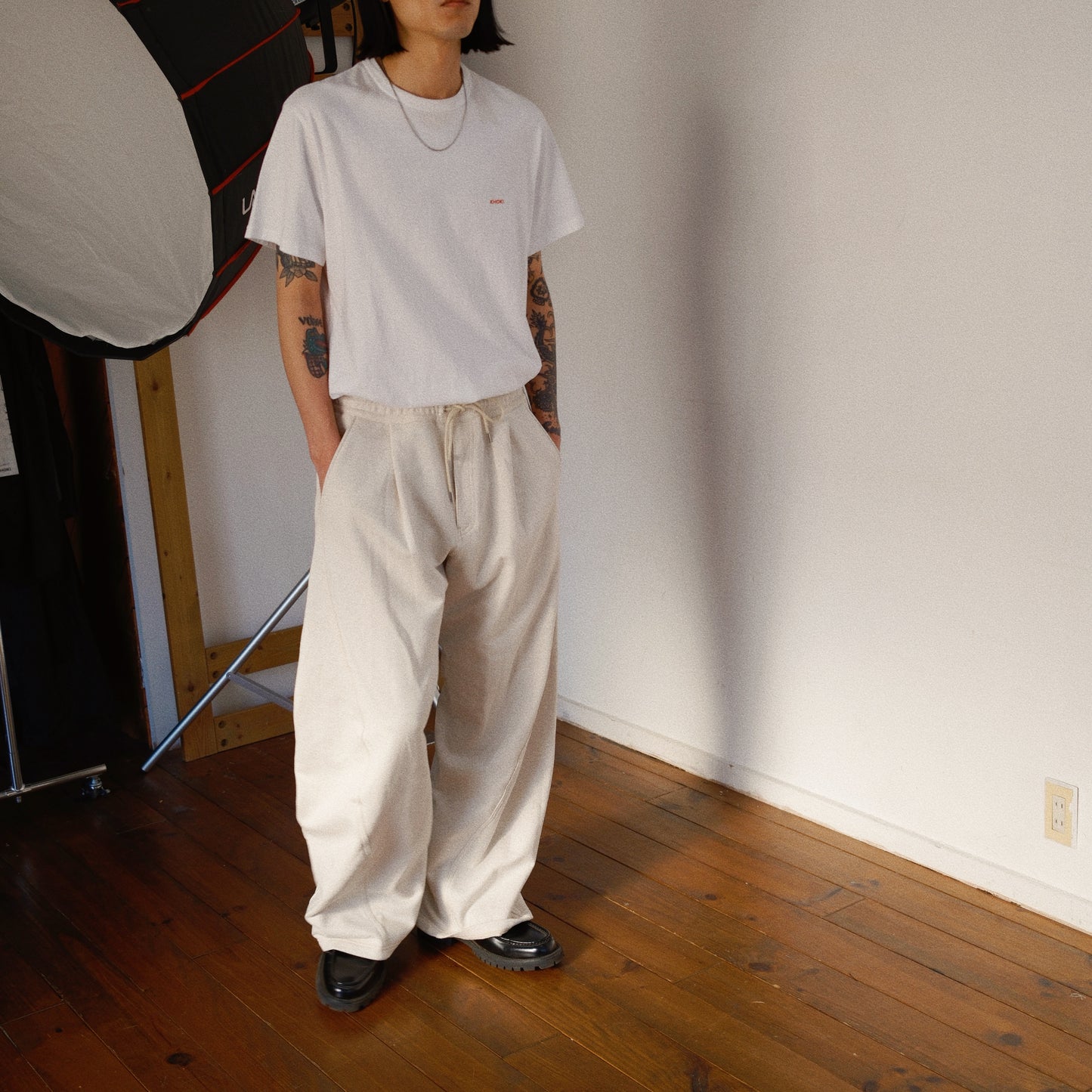 3D Cutting Sweat Pants Oatmeal