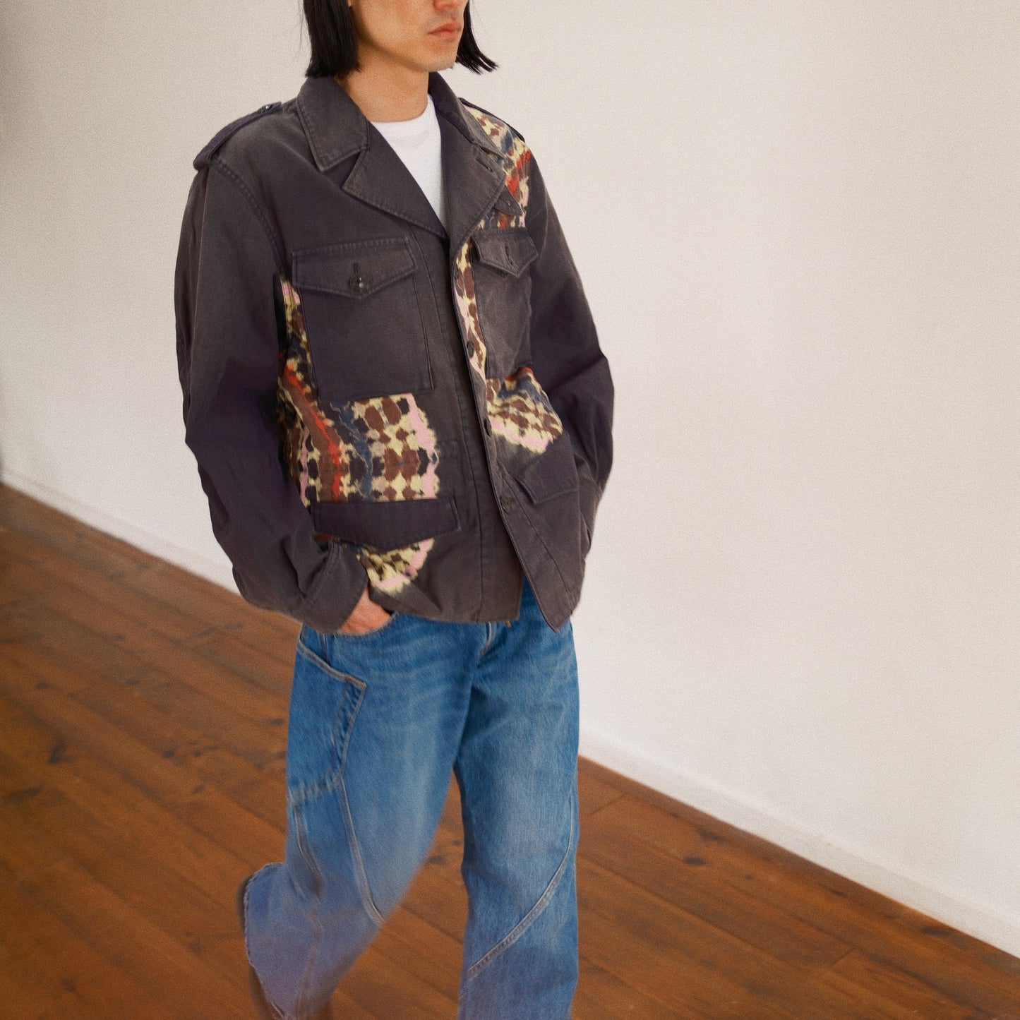 Tie-Dye Military Jacket Black