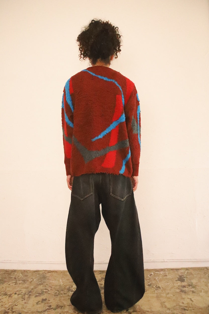 Jacquard-design knit Red