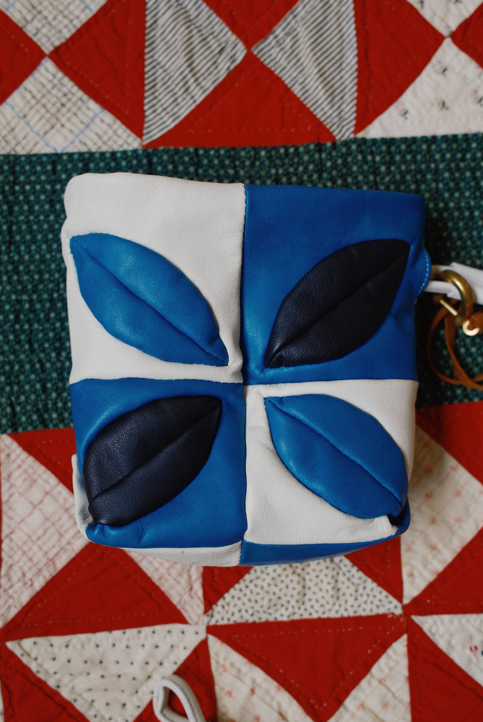 Hand-Patchwork Leather Bag Blue – EYE/KHOKI