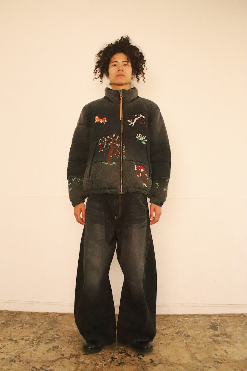 Vintage-eﬀect puﬀer jacket Black