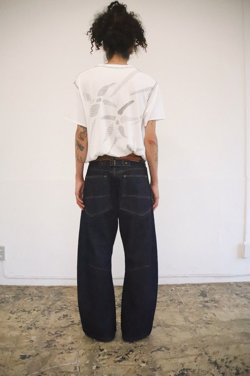 3D cutting denim pants Indigo