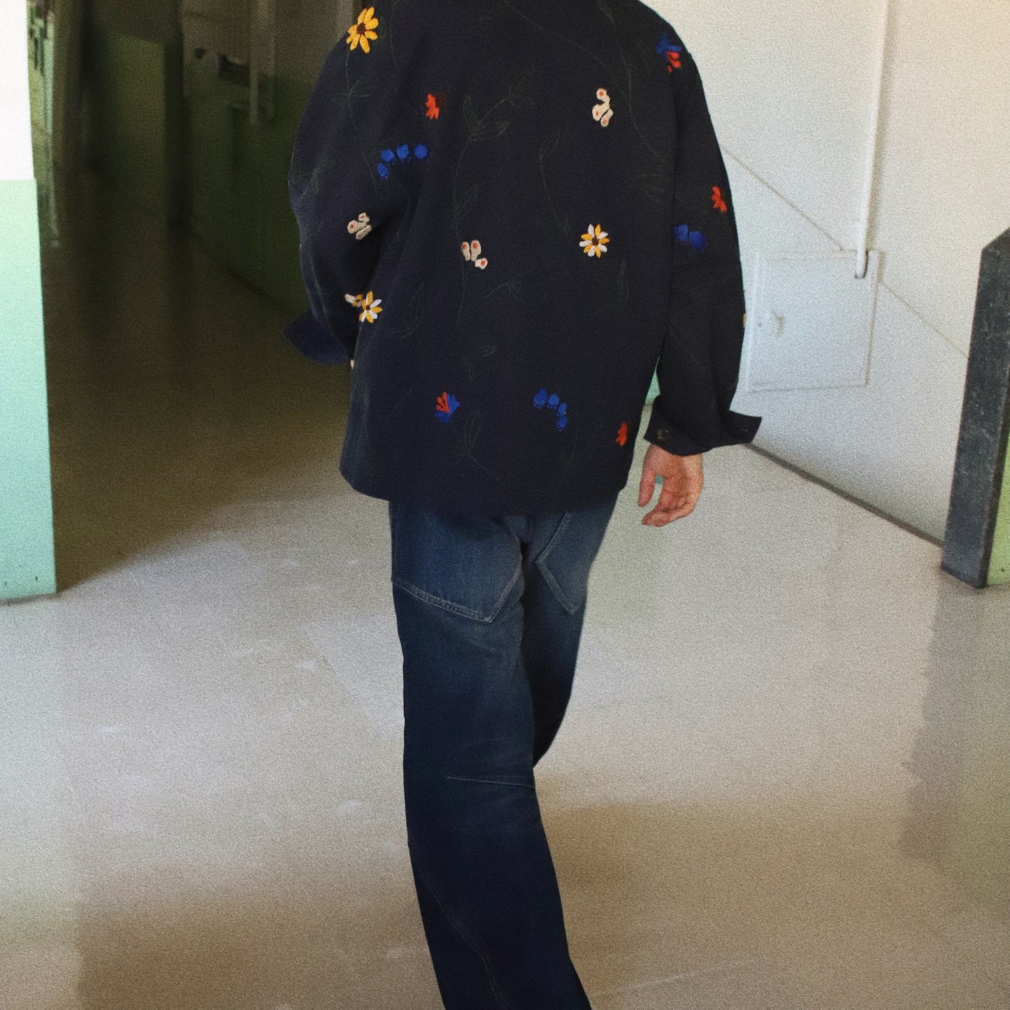 Hand embroidery jacket Navy