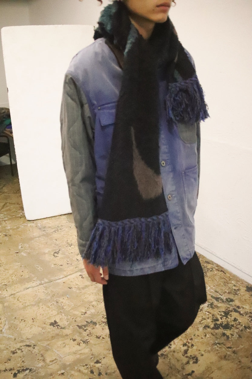 Jacquard-design muﬄer Black