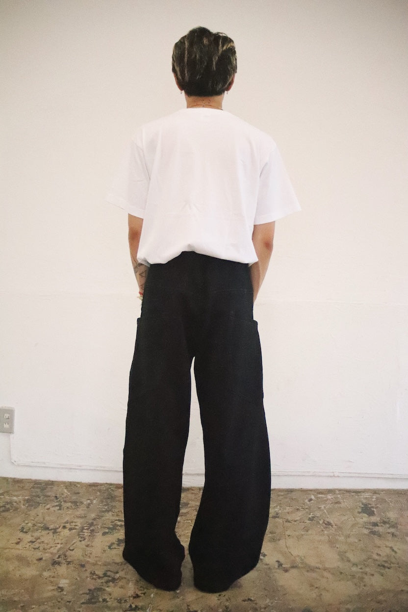 3D cutting sweat pants Black