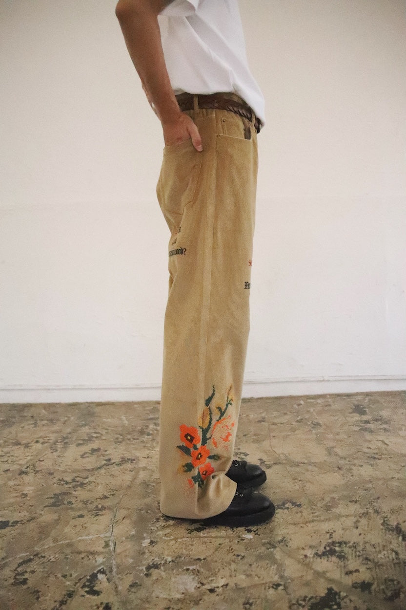 Embroidery-design pants Beige