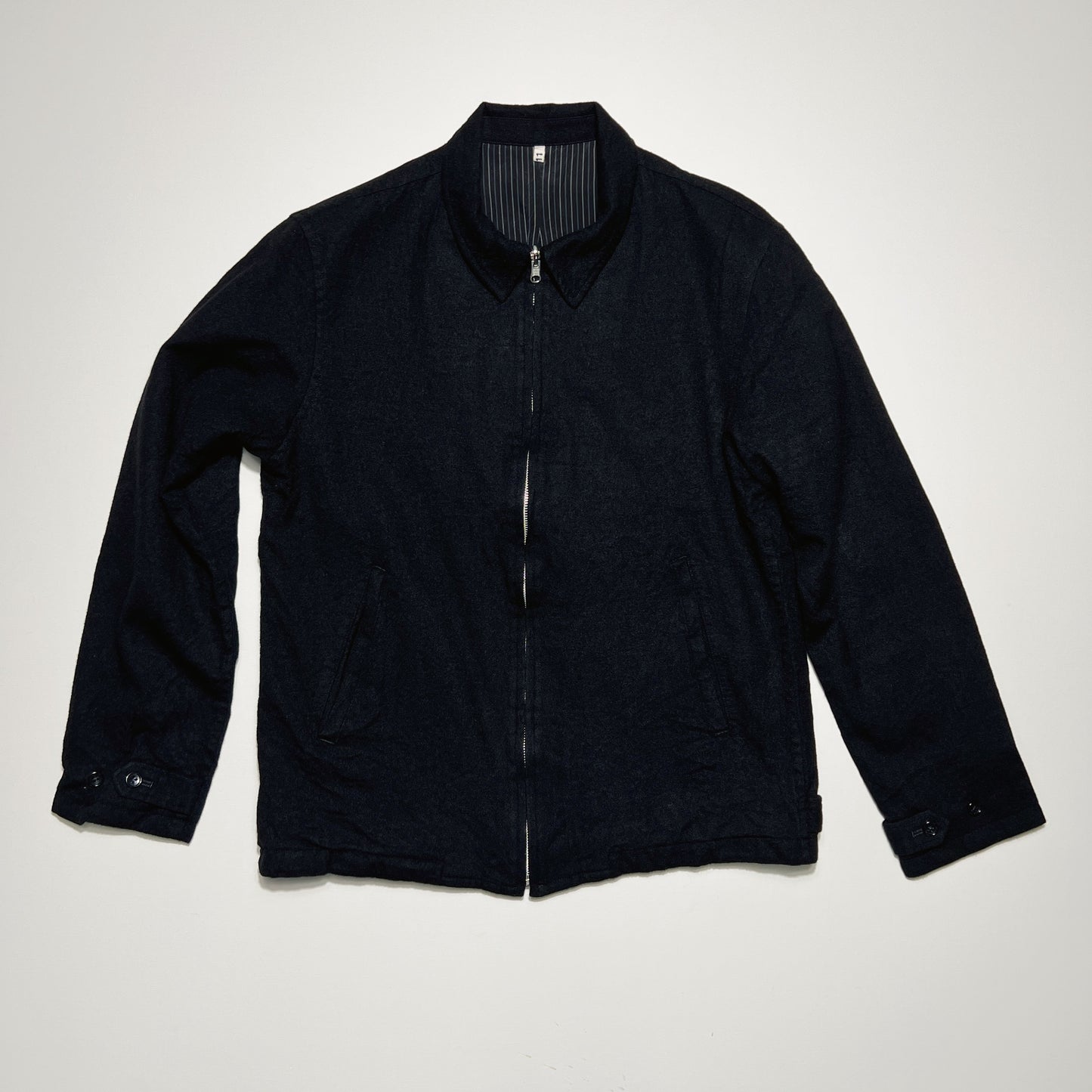 Washed wool zip up jacket Black