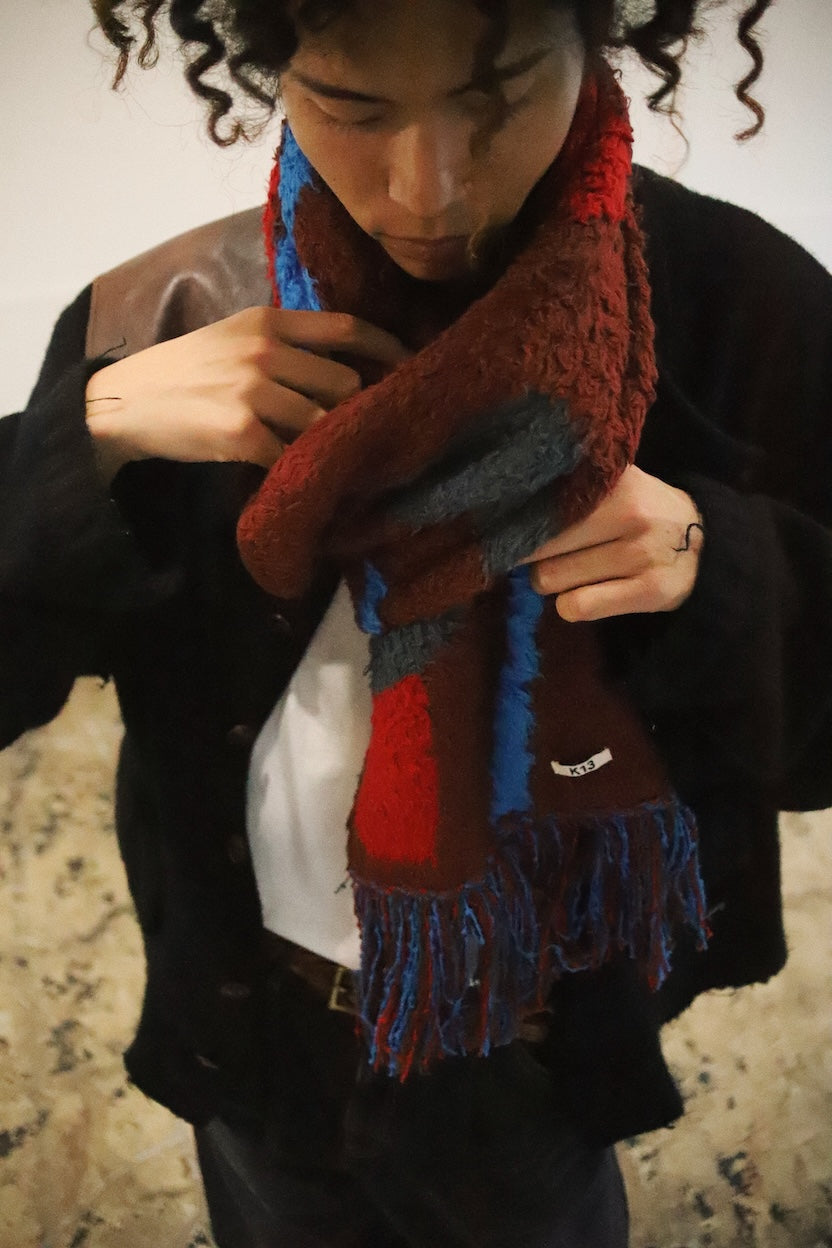 Jacquard-design muﬄer Red