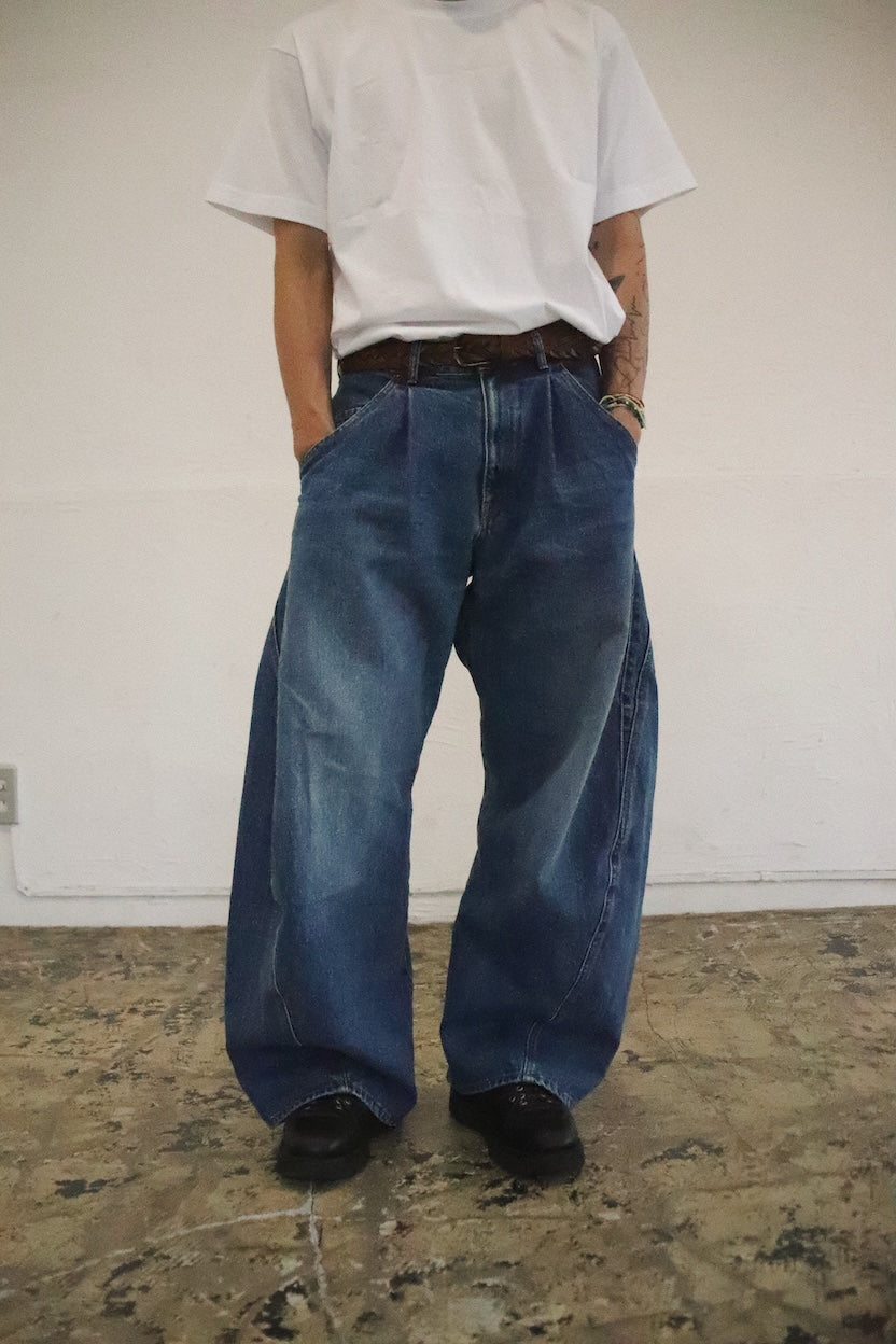 3D cutting denim pants Indigo