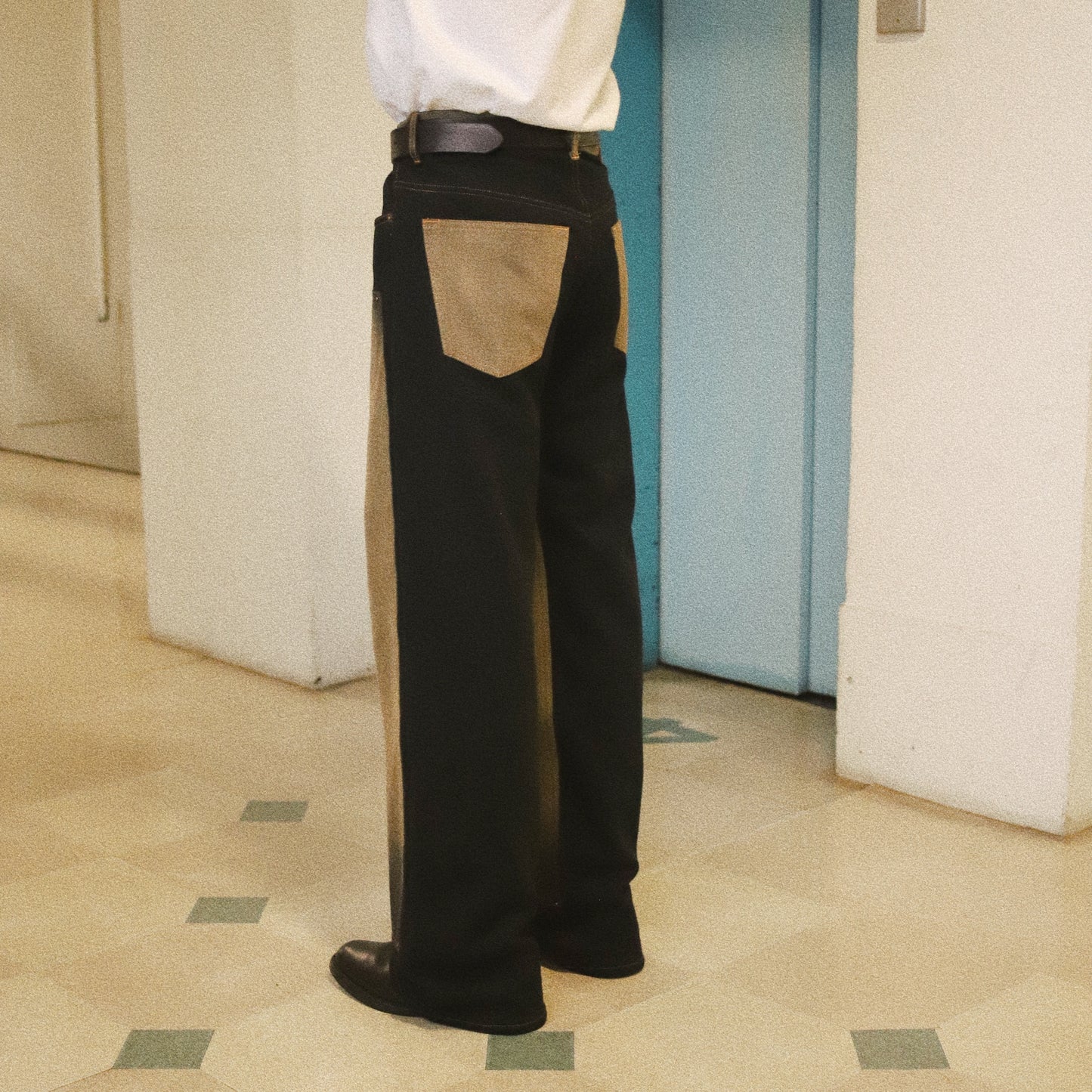 Denim patched swat pants Black