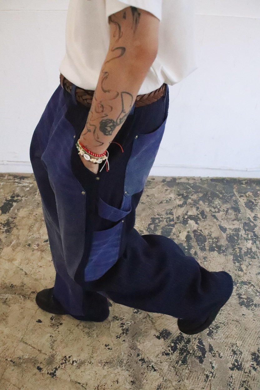Vintage-eﬀect work pants Blue