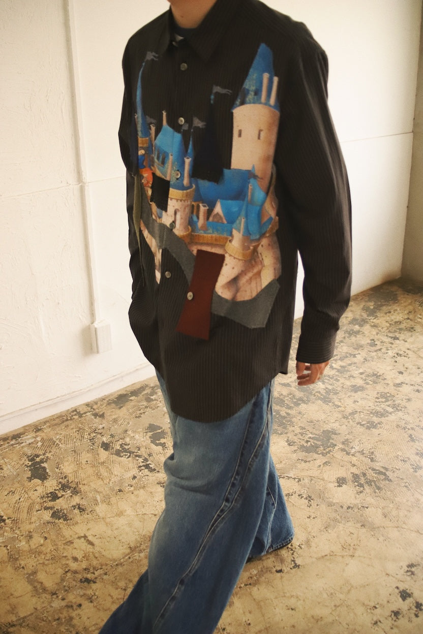 Appliqué-detail shirt Black