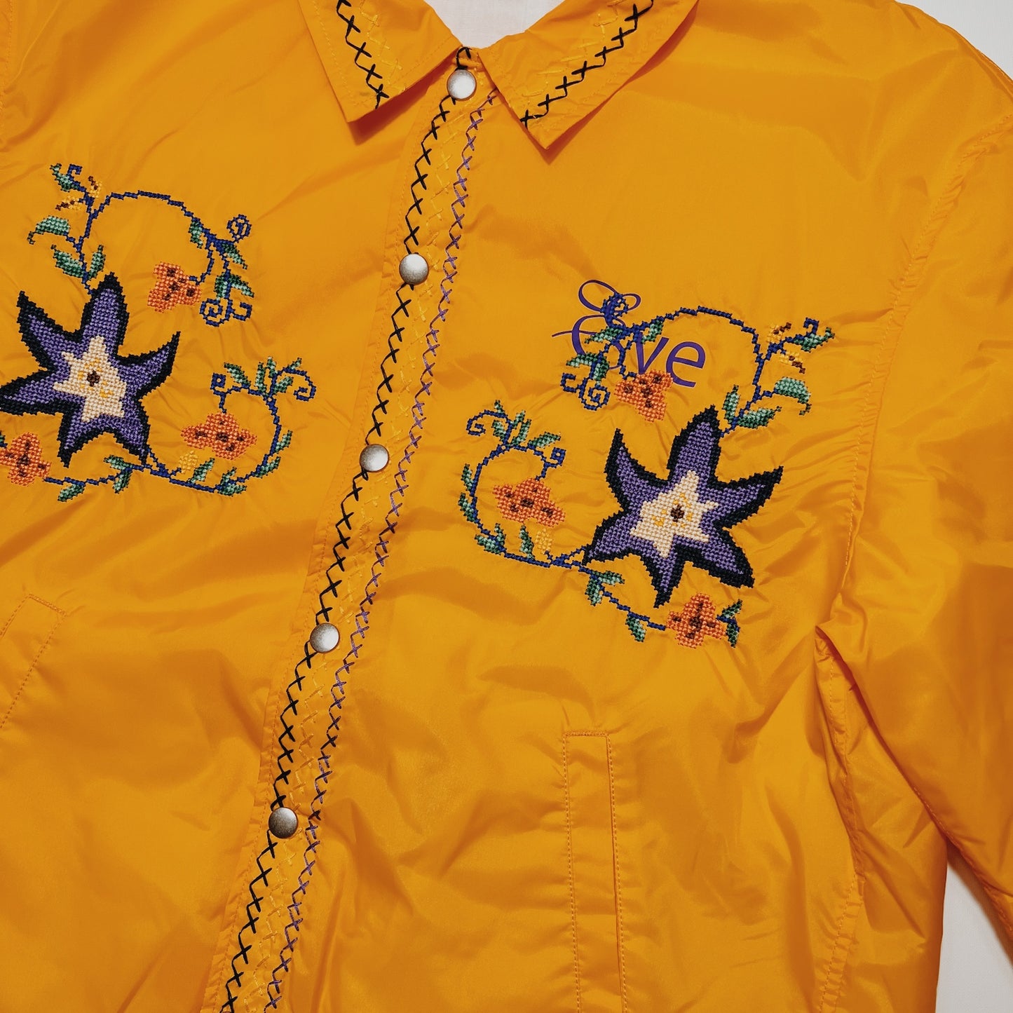 Cross-stitch coach jacket Yellow