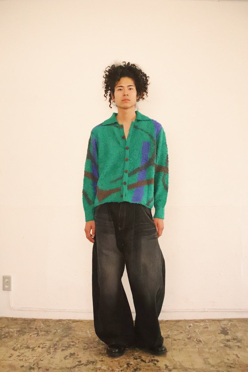 Jacquard-design cardigan Green