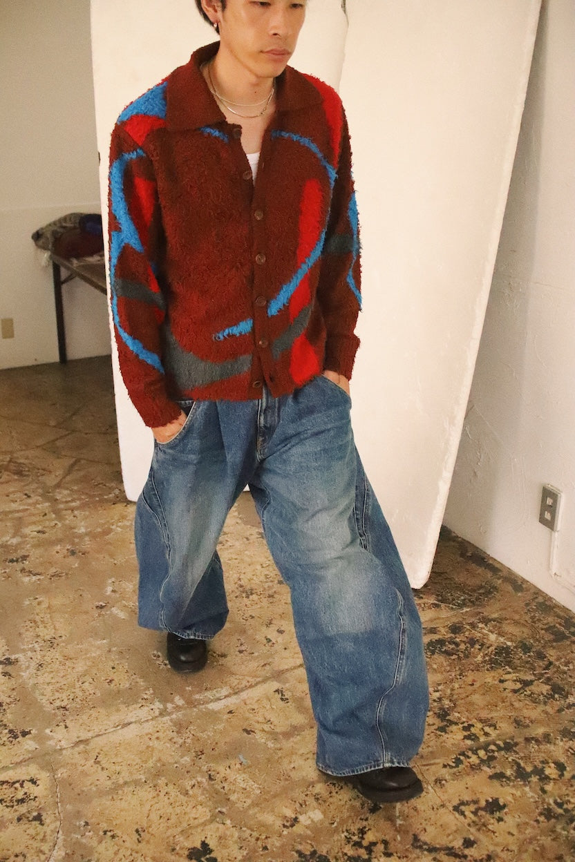 Jacquard-design cardigan Red