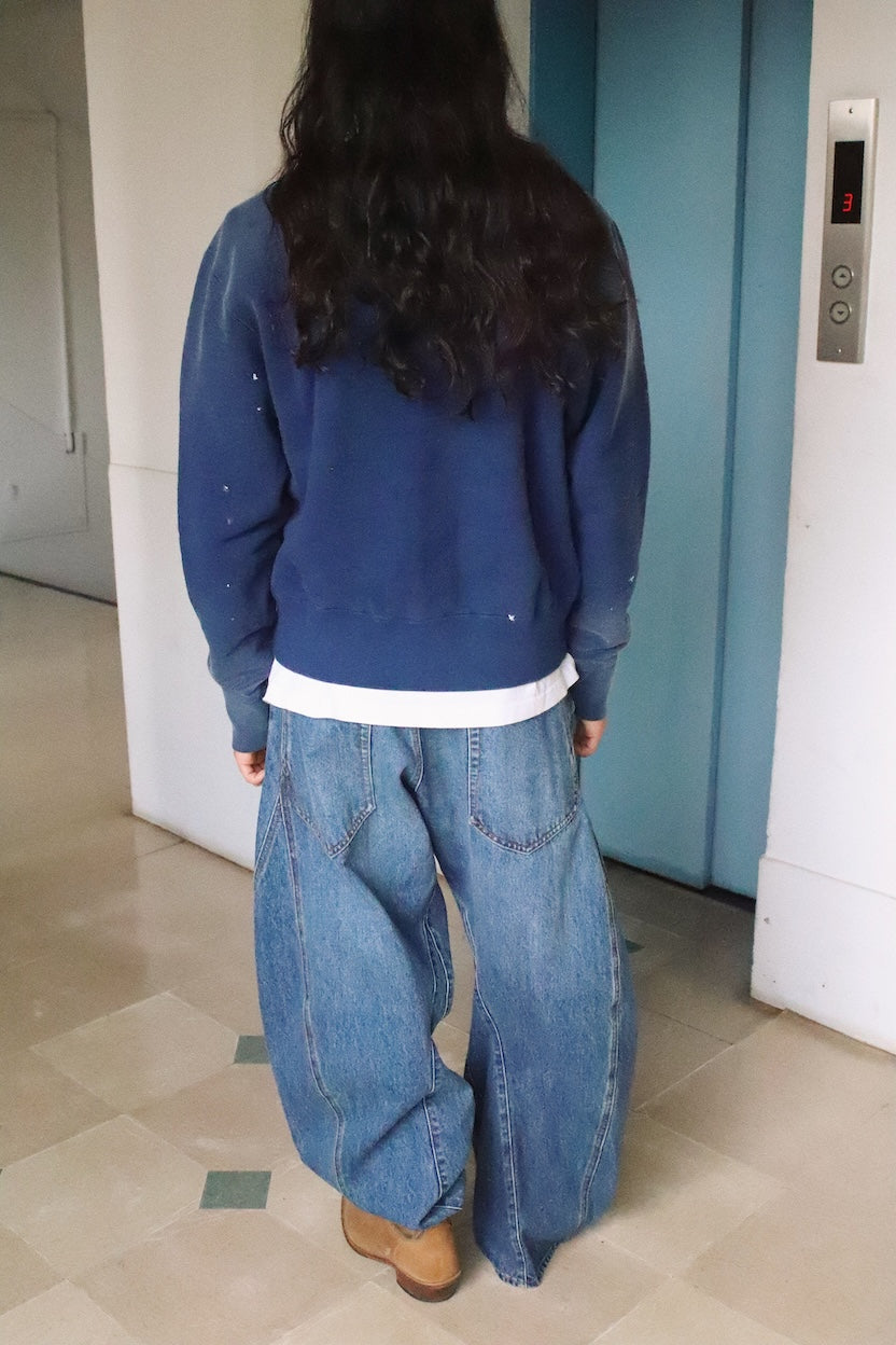 Vintage-eﬀect sweat cardigan Navy