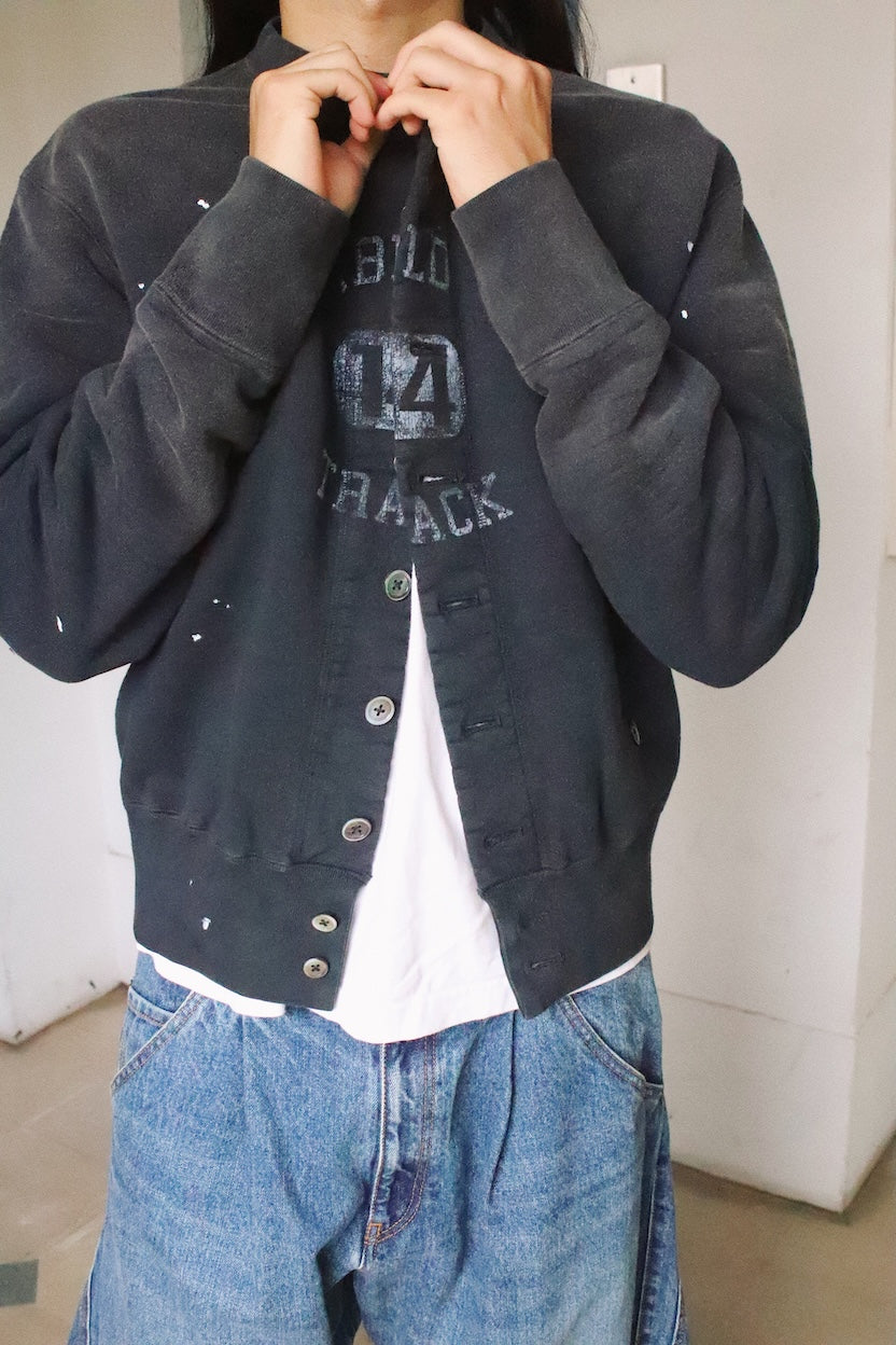 Vintage-eﬀect sweat cardigan Black