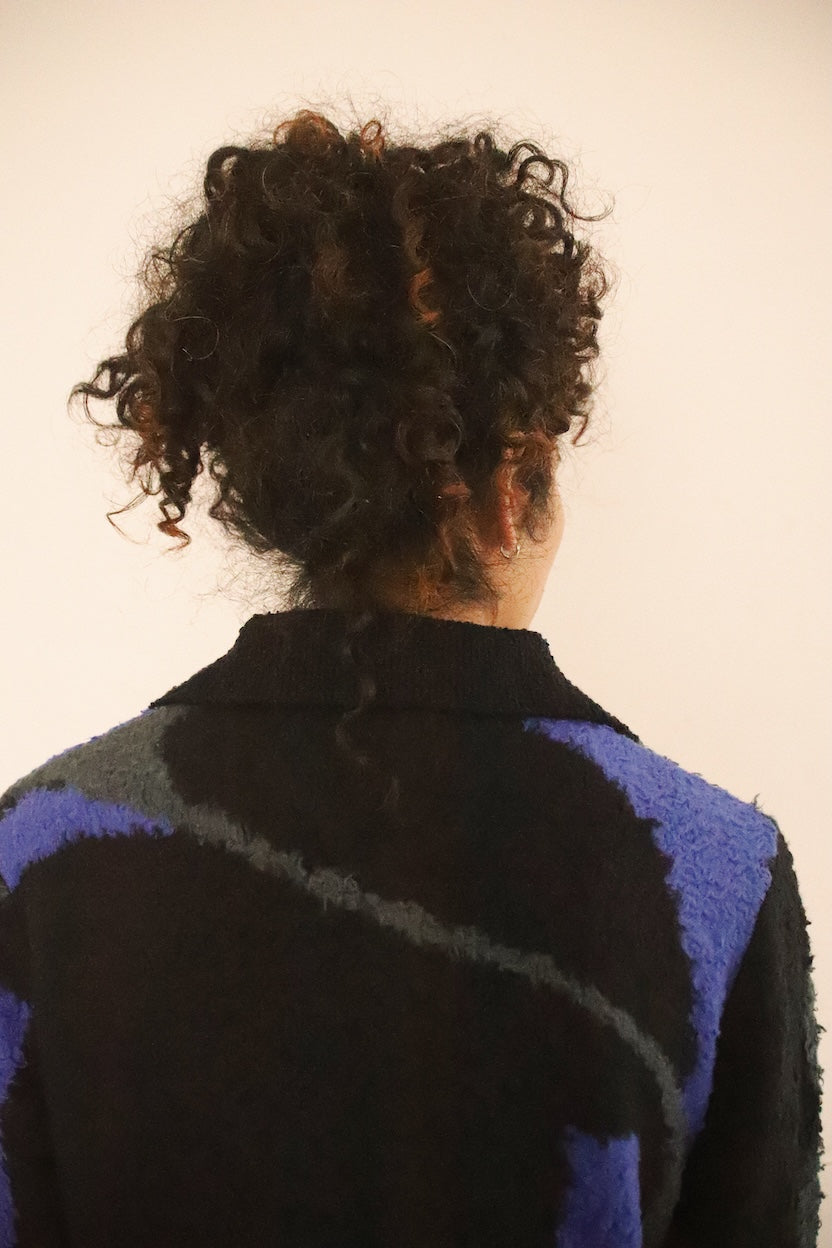 Jacquard-design cardigan Black