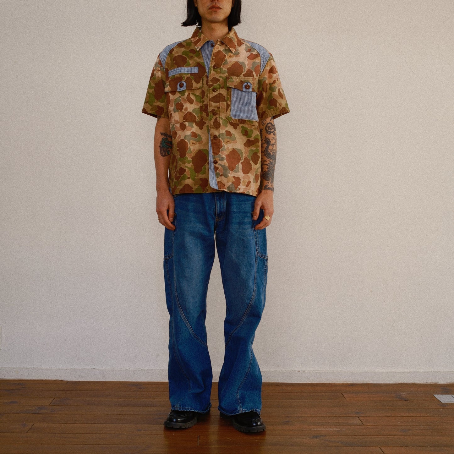 Patchworked Camo Shirt Khaki
