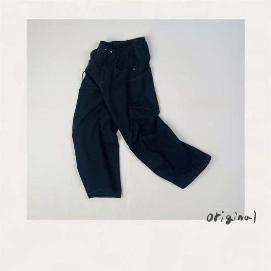 3D cutting sweat pants Black